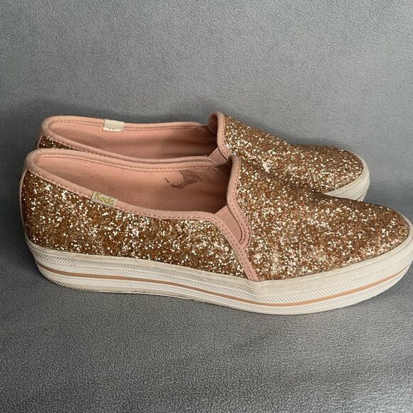 Kate Spade x Keds Triple Decker Glitter‎ Rose Gold Slip-on Sneakers Size 10 - Picture 1 of 10